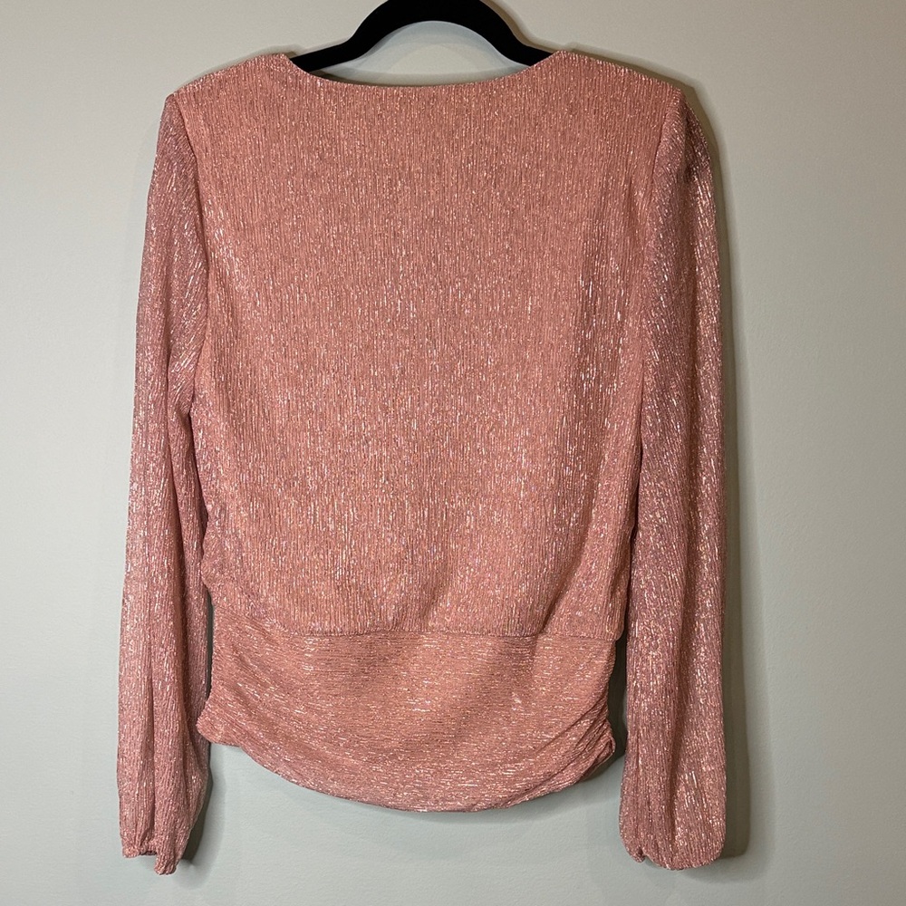 White House Black Market  Shimmering Metallic blush Top NWT - Picture 5 of 7